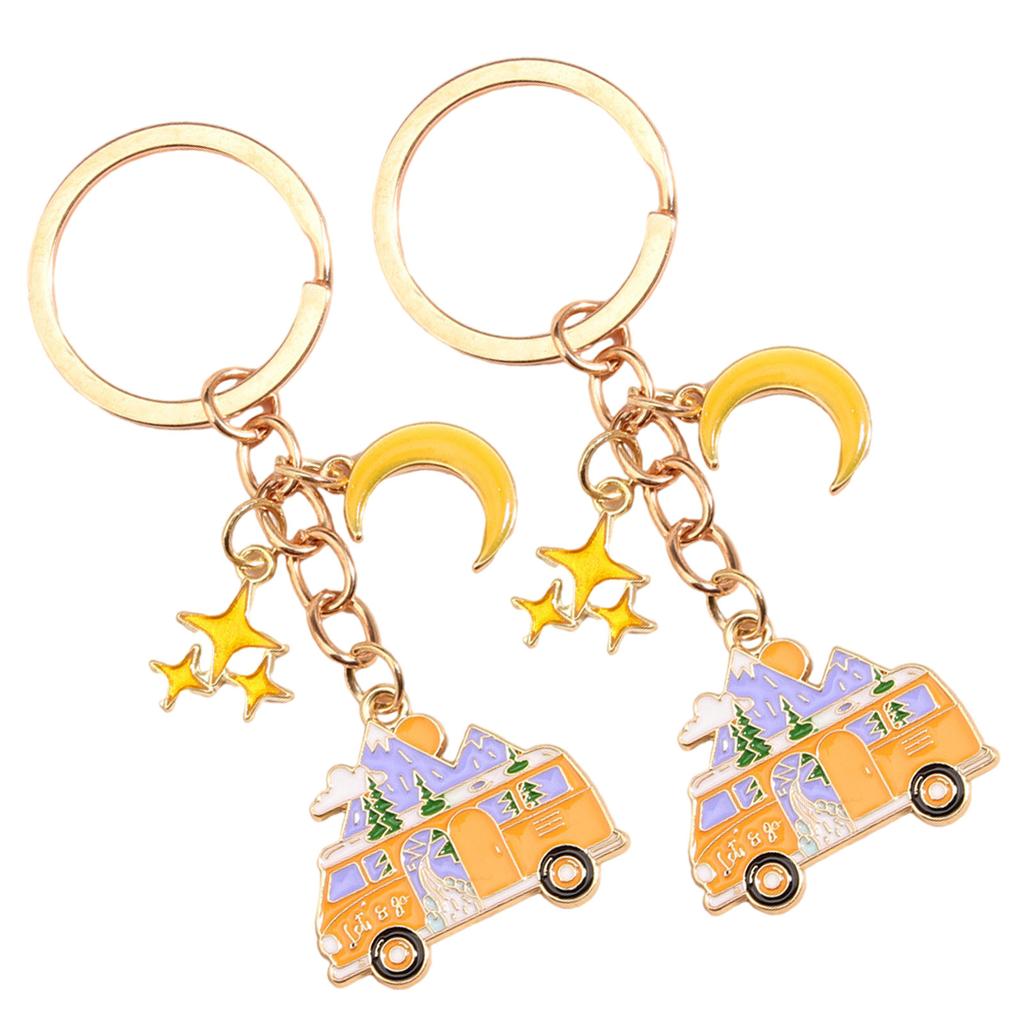 2Pcs Camping Keychain Set Colorful Motorhome Keyrings Stylish Bag Pendant Key Pendant Suitable for Travel Enthusiasts