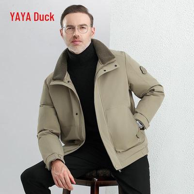Мужская зимняя пуховая куртка Yaya 2024 с меховым воротником для среднего и пожилого возраста