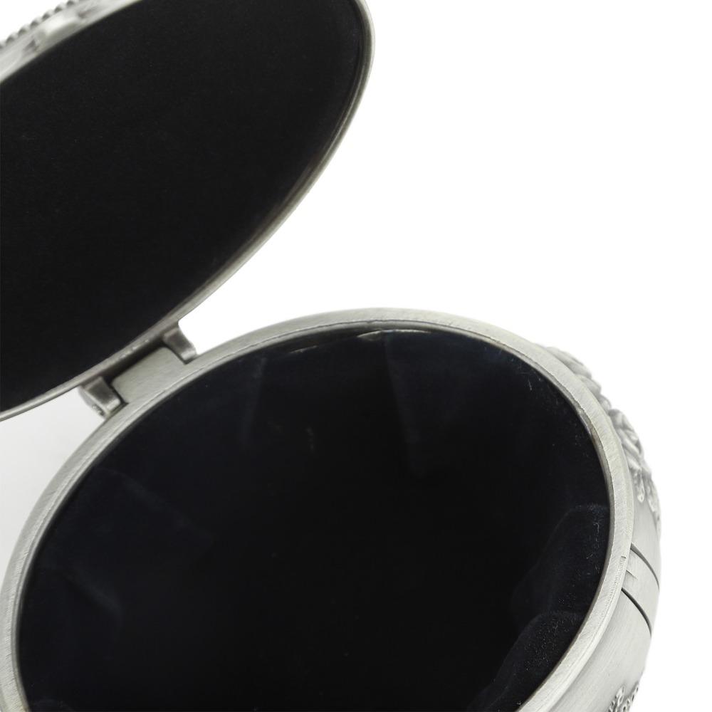 Oval Jewelry Organizer Box Emboss Alloy Trinket Jewelry Box  For Rings Necklaces Earrings