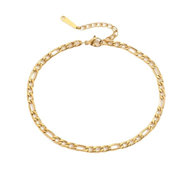Браслет на щиколотку Figaro из нержавеющей стали с покрытием из 18-каратного золота для женщин, популярный летний браслет на щиколотку, украшение для ноги