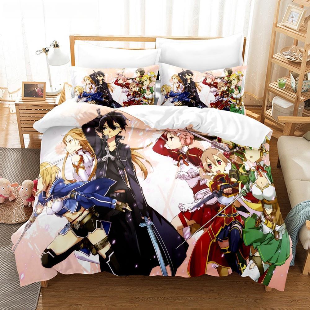 Anime Sword Art Online Bedding Sets Home Textile Pillow Case 3D Bed Linen Duvet Covers Kids Gift Bed Set Home Textiles Bedding