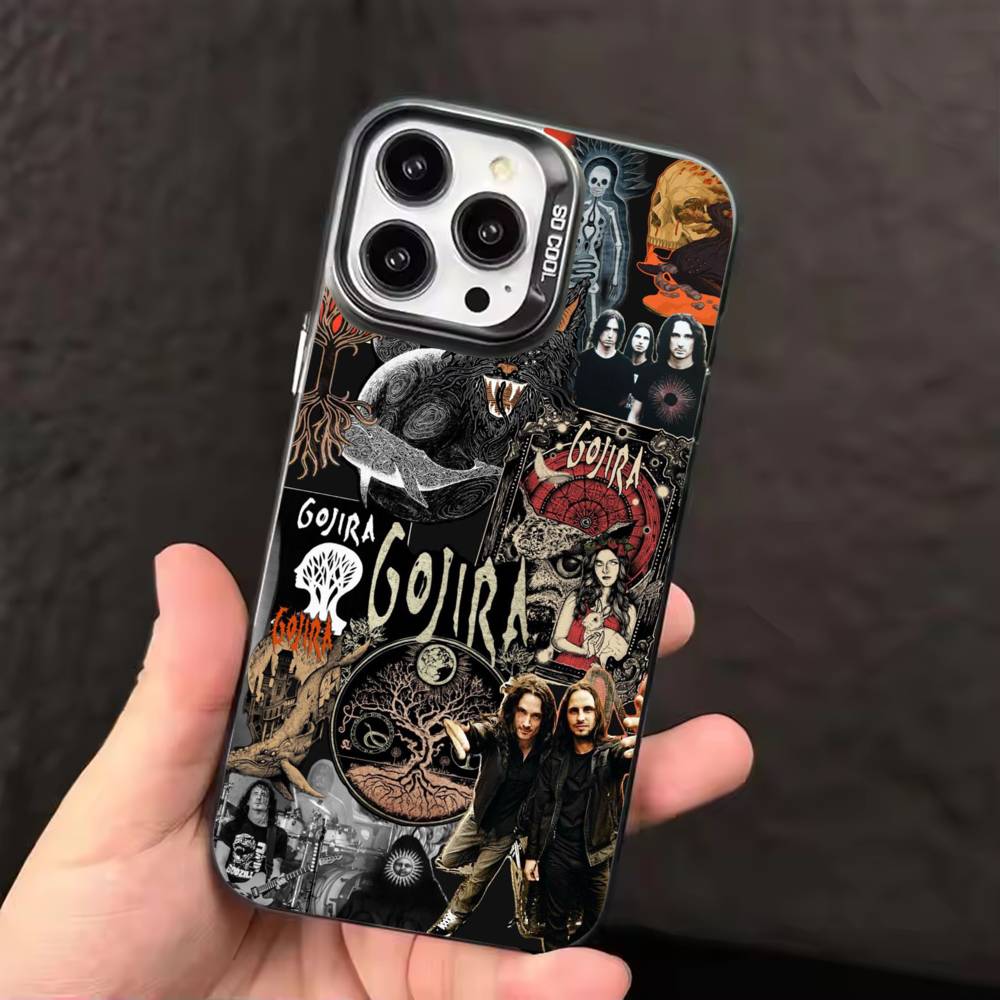Модный Чехол для телефона с band G-gojiras Цвет Серебристый Корпус Для IPhone 17 16 15 14 13 12 11 Pro Max Plus