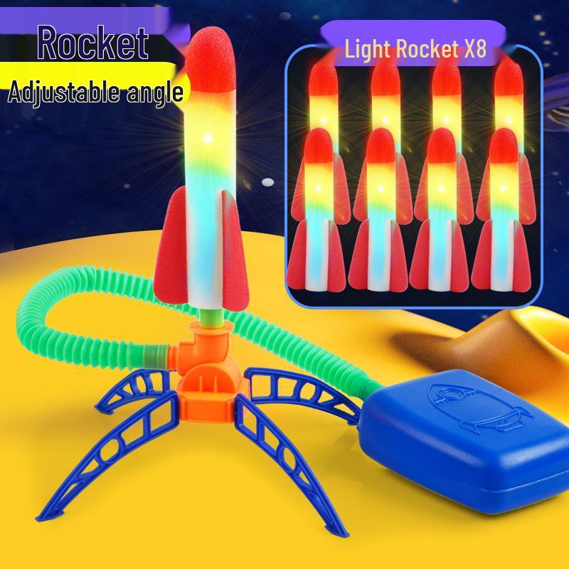 Glowing Rocket Launcher Outdoor Foot-Operated Toy for Kids - Two-Person Flying Arrow Game