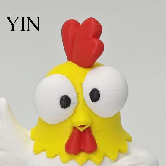 Big-eyed Rooster Decoration 3D Printed Cartoon Figurine, Mini Desktop Big-Eyed Ornament Ornament, Funny Cute Emoticon Animal Sculpture, Creative