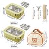 WORTHBUY Picnic Portable Large Capacity Bento Lunch Box 1/2 Grids Leak-proof 304 Stainless Steel Food Container Microwave Safe