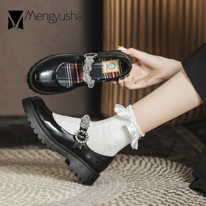Модный ремень со стразами для женщин с пряжкой на ремне в стиле Лолиты, туфли на толстой подошве, мокасины на плоской подошве для девочек, мокасины большого размера для женщин, джинсы Мэри