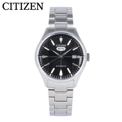 CITIZEN Автоматические NH8391-51E День Неделя Задняя крышка скелетон Простые Черный Серебристый Нержавеющая сталь Наручные часы