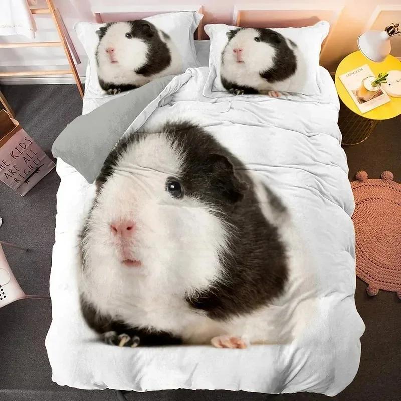 New Guinea Pig Bedding Set Cute Mouse 3D Duvet Cover Animal Comforter Cover for Kids Teen Soft Twin Polyester Quilt Cover