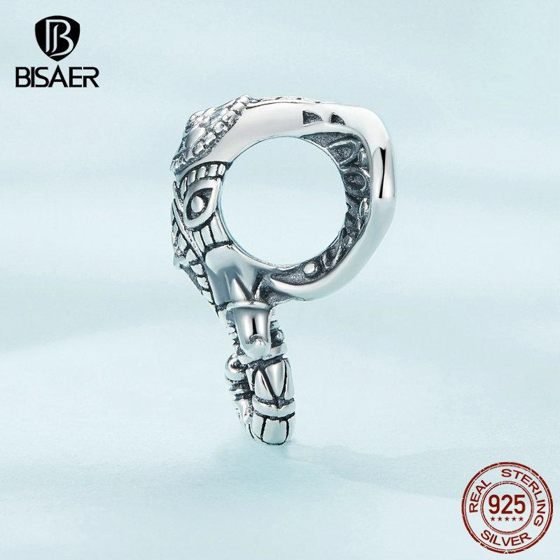 Bisaer Стерлингового Серебра 925 Слон Бог Очарование Винтажный Узор Подвеска Подходит Для Женщин DIY Браслет Ожерелье Ювелирные Изделия