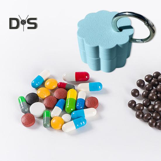 Keychain Pill Box Waterproof Compact Mini Holder Lightweight 3D Printed Container with Key Ring Small Pill Organizer Case
