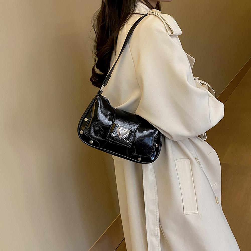 Стильная сумка-подмышка из искусственной кожи, большой вместимости, женская повседневная сумка через плечо, регулируемый ремешок, Y2K, однотонная, дорожная сумка