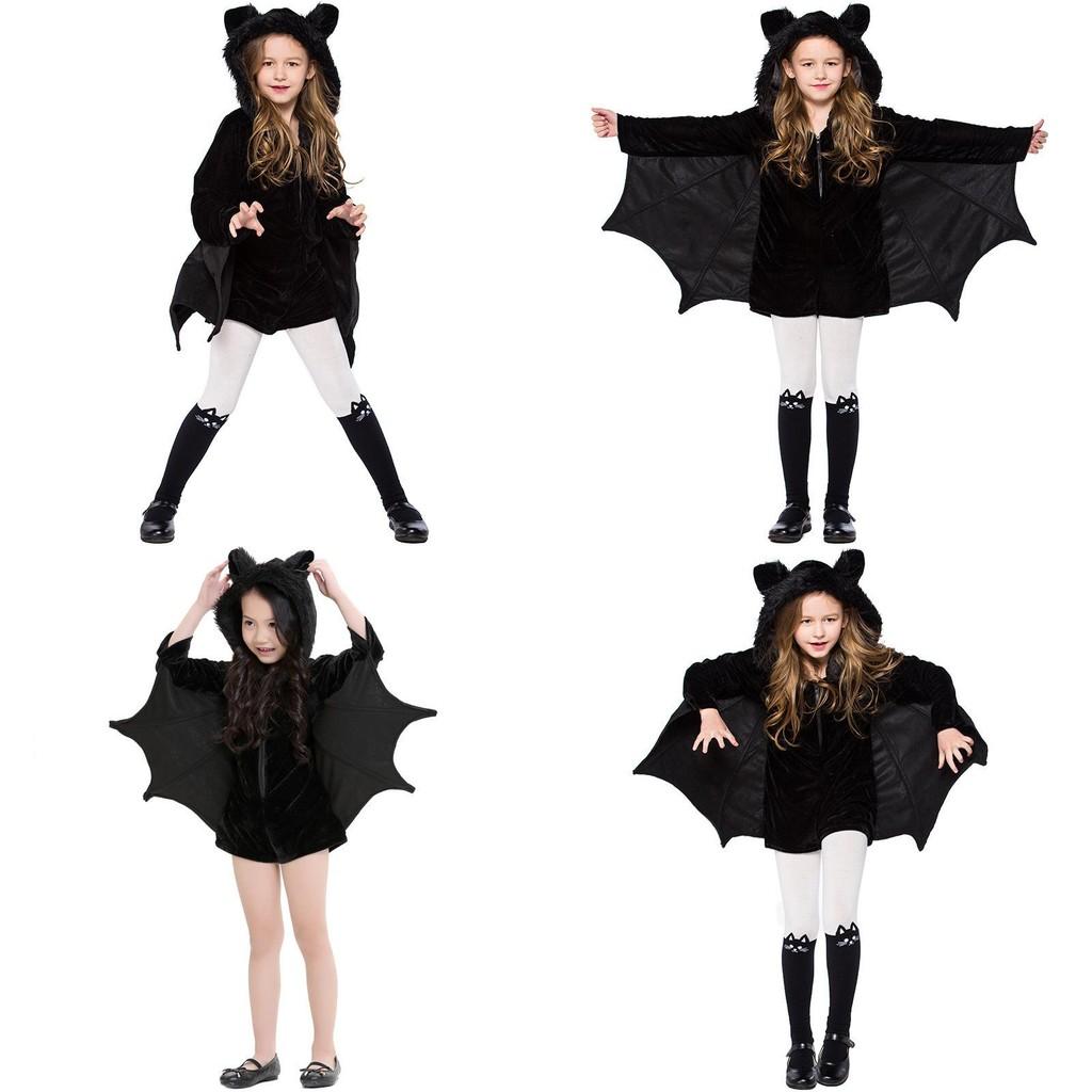 Girls Bat Cosplay Costume With Spandex Blend For Halloween Kids Party Or Stage Shows
