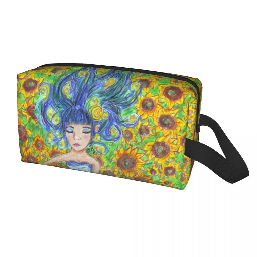 Дорожная фиолетовая косметичка с цветами «Цветущий миндаль» Винсента Ван Гога, органайзер для косметики и туалетных принадлежностей