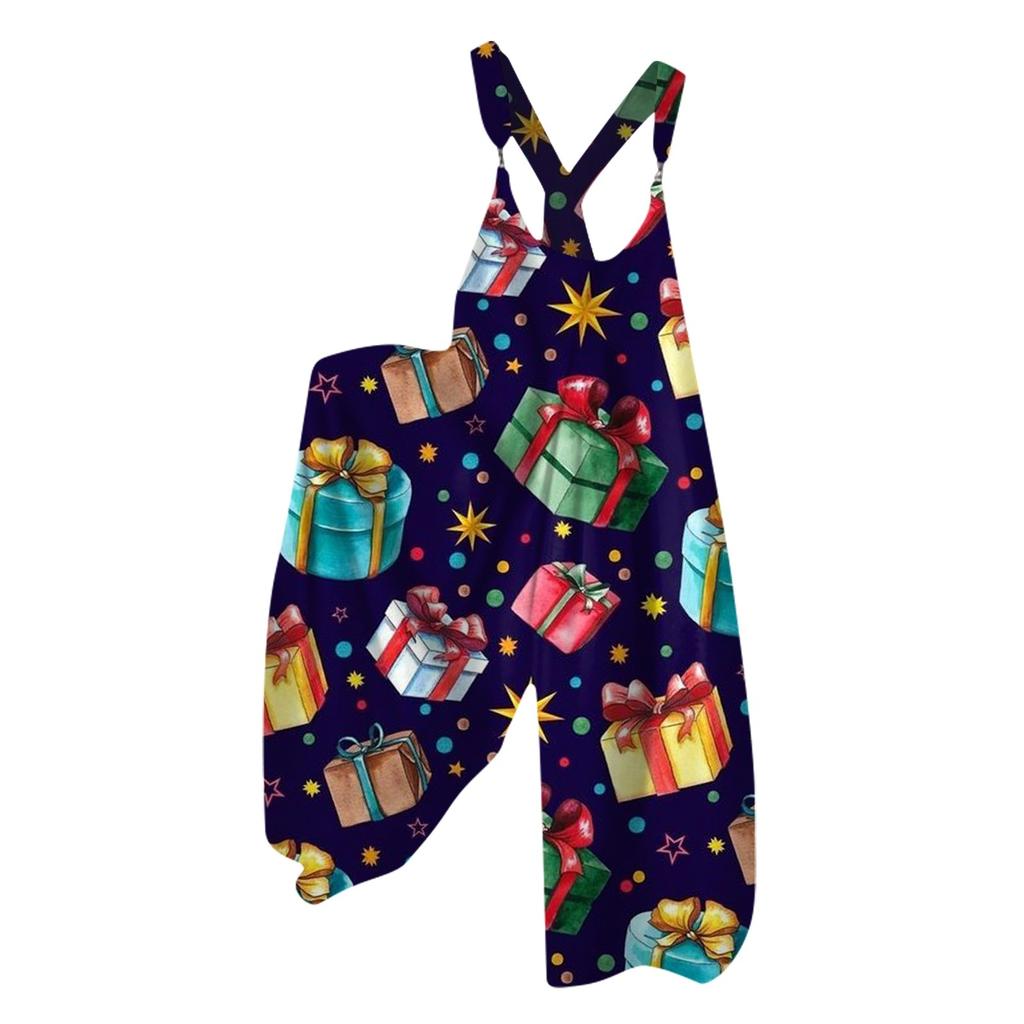 Женский летний комбинезон с рождественским принтом в винтажном стиле (Нерегулируемые ремни)