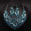 Exaggerated Butterfly Painting Oil Diamond Necklace Earrings Set Banquet Dress Women'S Accessories