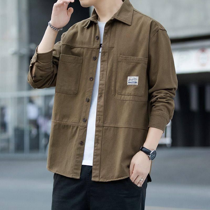 Men's Fashion Long Sleeve Japanese Work Shirt - Casual All-Match, Cool High-End Spring/Autumn Jacket