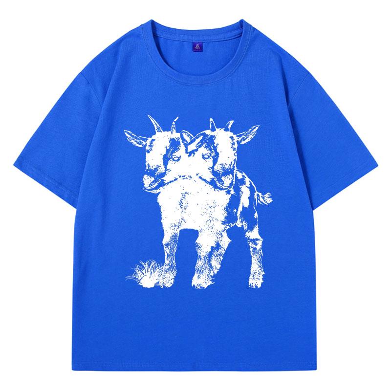 Two Headed Goat Shirt Funny Meme T Shirt for Women Men Cool Graphic T Shirts Weird Creepy Occult T-shirt Short Sleeve Clothes