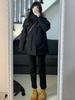 Women's Winter Workwear Down Jacket with Large Fur Collar - Petite, Thickened Cotton Padded Parka 2025.