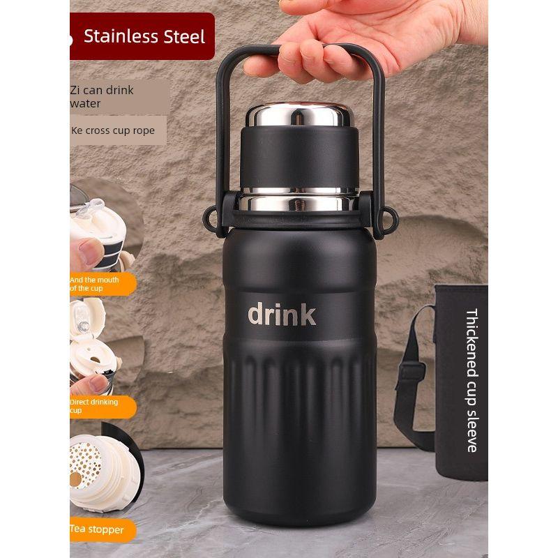 Large-Capacity Thermos Cup for Middle and High School Students, Boys' 316 Stainless Steel Portable Sports Straw Water Bottle, Kidsren's Anti-Fall