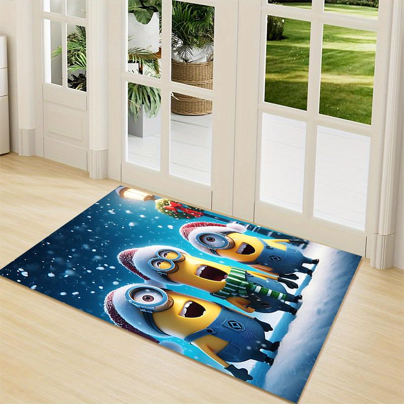 1Pc Christmas Minion Celebration Carpet Rug Soft Washable Antislip Home Living Room Sofa Mats Personalized Christmas Rug