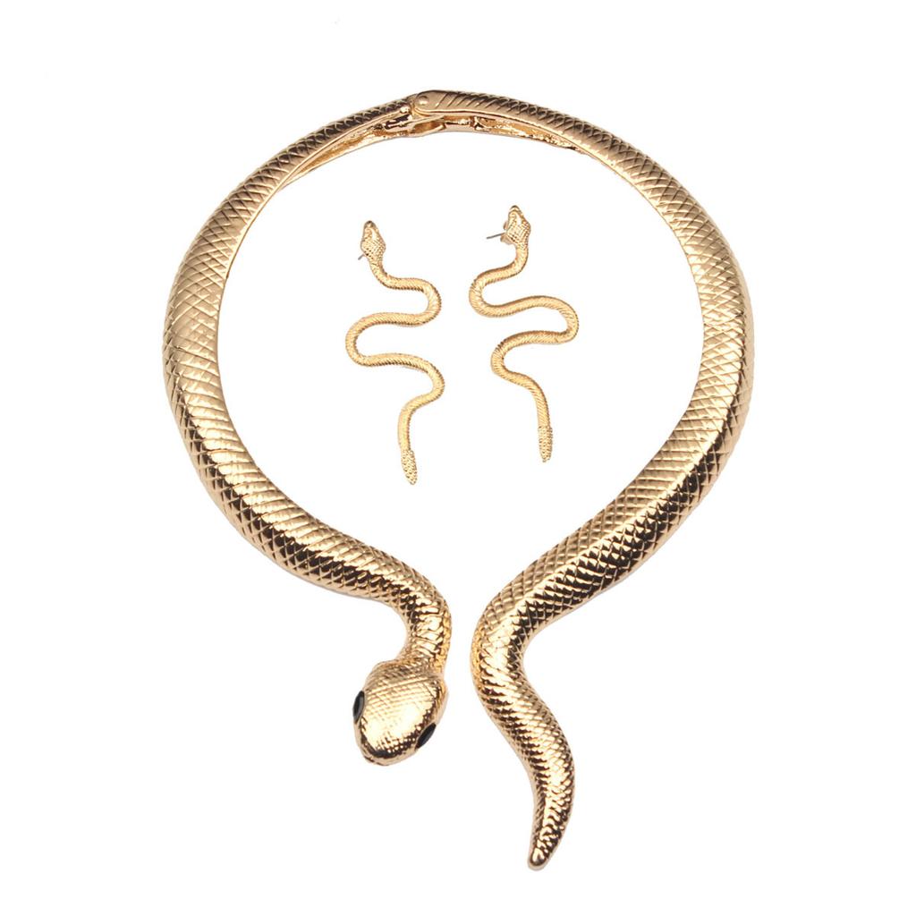 Exaggerated Retro Snake Necklace Earrings Set Women'S Collar Personalized Jewelry Yiwu