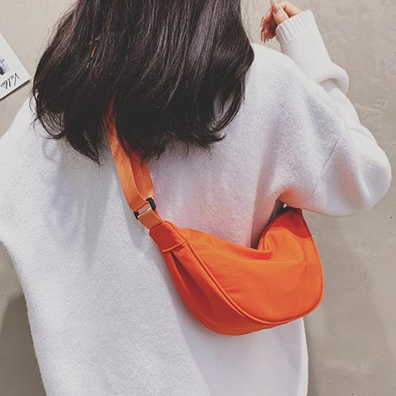 Yogodlns Casual Nylon Shoulder Dumpling Bag Light Crossbody Bag Large Capacity Waist Bag Fashion Half-moon Hobo Bag Clutch