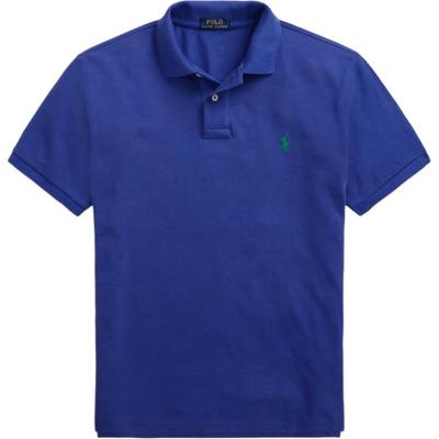Polo однотонная вышитая рубашка поло с коротким рукавом с вышивкой, мужская, синяя MNPOKNI1N821164-401