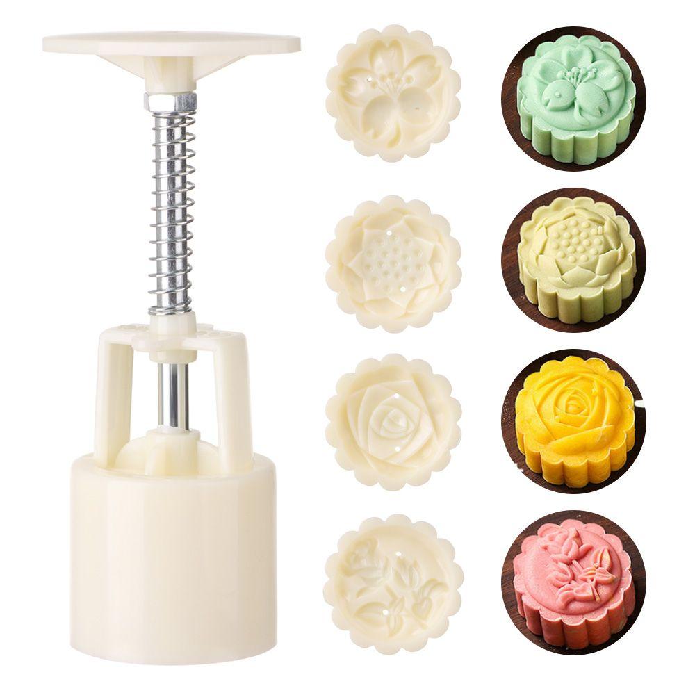 Moon Cake Tool Hand Pressure Fondant Mooncake Mold Set Flower Mooncake Mold 50g Mid Autumn Festival