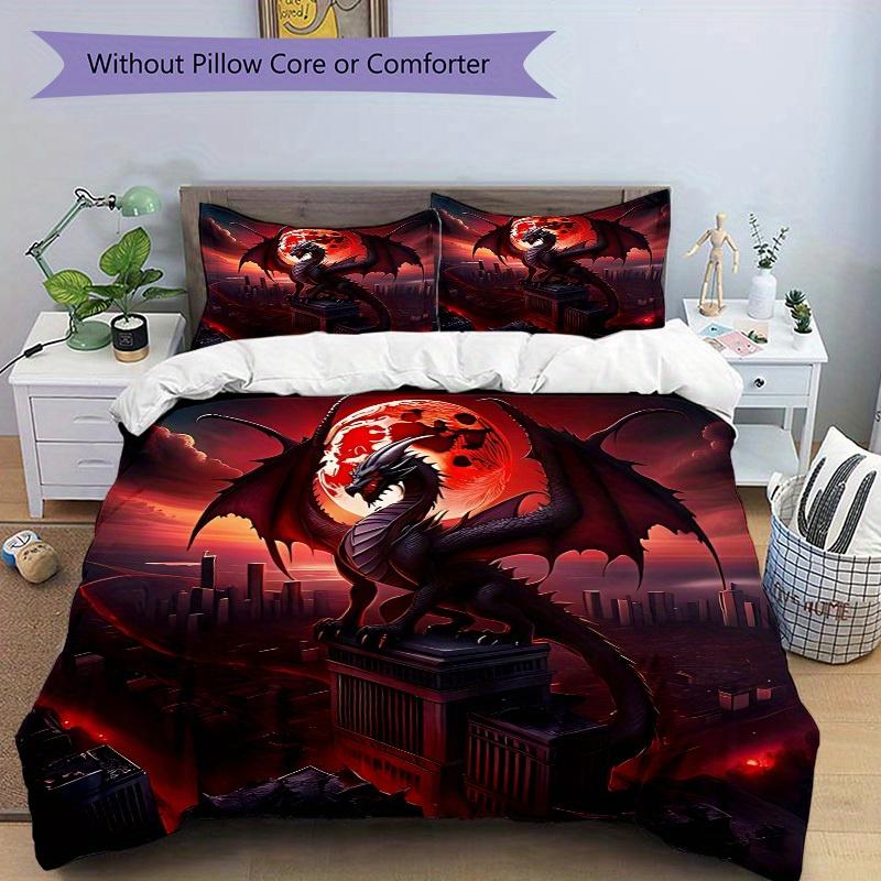 3pcs Dragon 1Cover + 2Pillowcases, PillowInserts NotIncluded, Machine Washable, All - Season Use, Suitable for Bedroom Guest Room58