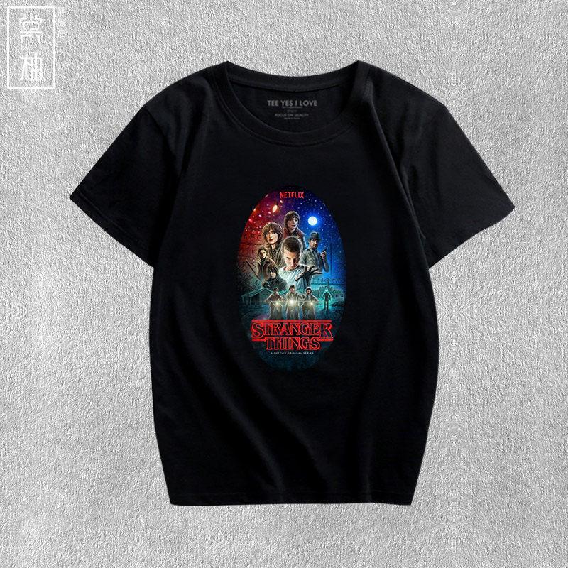 Stranger Things TV Series Merchandise Tshirt Vintage Print Pure Cotton Shortsleeved Top for Both Men and Women