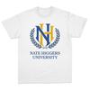 Vintage Collegiate Satire T Shirt Unisex Women NH Laurel Wreath Graphic Tee White Retro Novelty
