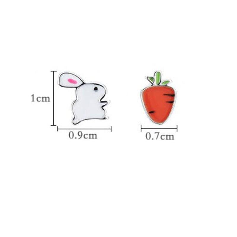 925 Sterling Silver Cute Fashion Small Rabbit Radish Cartoon Animal Earrings For Women Friends Birthday Gifts S -E560