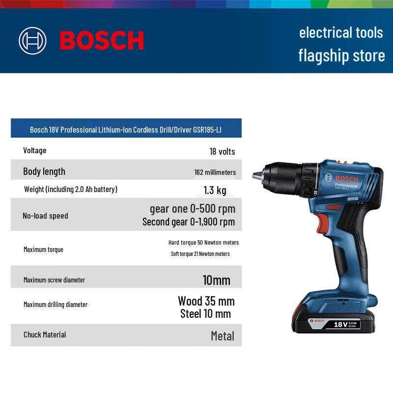 BOSCH GSR185-LI Professional Brushless Cordless Drill/Driver CN plug (adapter included)