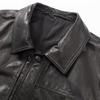 FAPAI Men's Genuine Leather Classic Lapel Business Casual Jacket