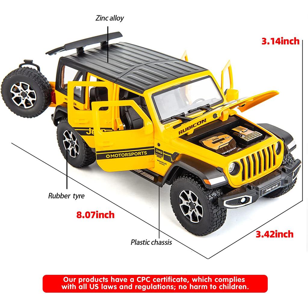 1/22 Масштаб Wrangler, литая под давлением внедорожная модель автомобиля, игрушечная модель автомобиля, 7 открытых дверей, выдвижной игрушечный автомобиль со звуком и светом для детей, коллекция подарков для мальчиков и девочек