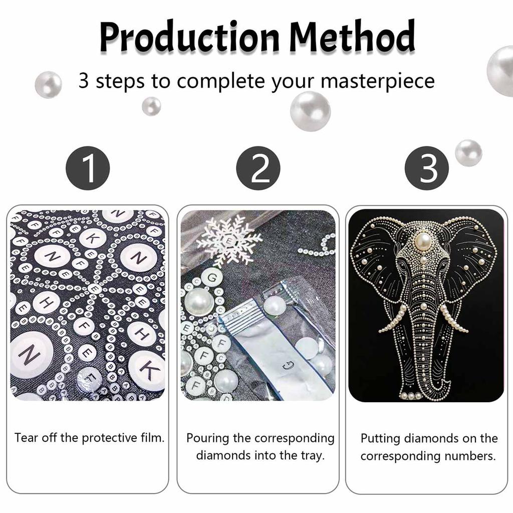 Наборы для рисования Алмазная мозаика с жемчугом DIY для взрослых и начинающих, Элегантный слон, Сверкающая картина, Поделка, Декор для стены дома, Ручная работа, Подарок