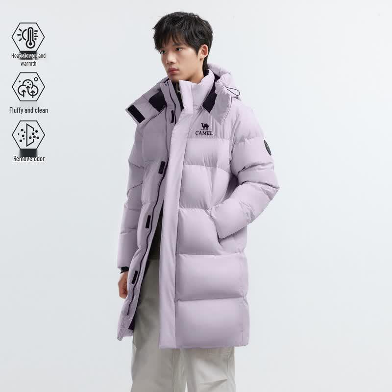 CAMEL Unisex Outdoor Long Goose Down Puffer Jacket