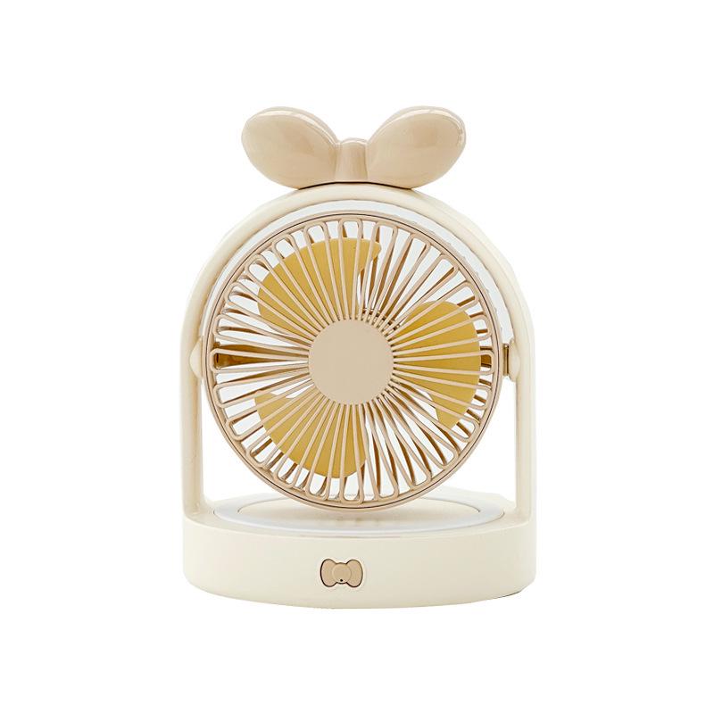 High-Value USB Bowknot Night Light Adjustable Fan: Portable Multi-Function for Office and Dorm
