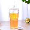 With Lid Straw Cup Large Capacity Cold Drink Cup Durable Glass Cup  Office