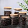 Clear Square Sealed Can Glass Spice Jar With Lid Kitchen Coffee Bean Storage Tank Food Container