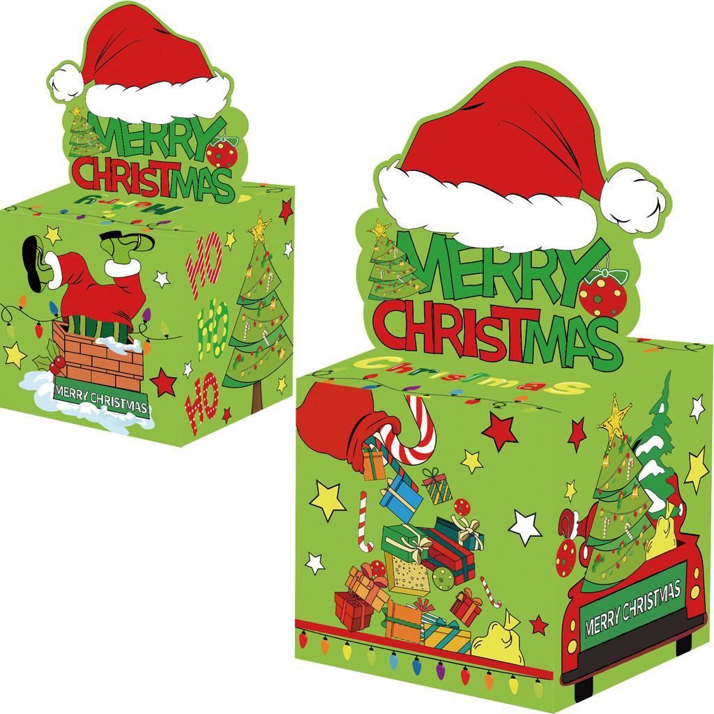 Themed Christmas Green Pattern Paper Surprise Box Holiday Props For Gift
