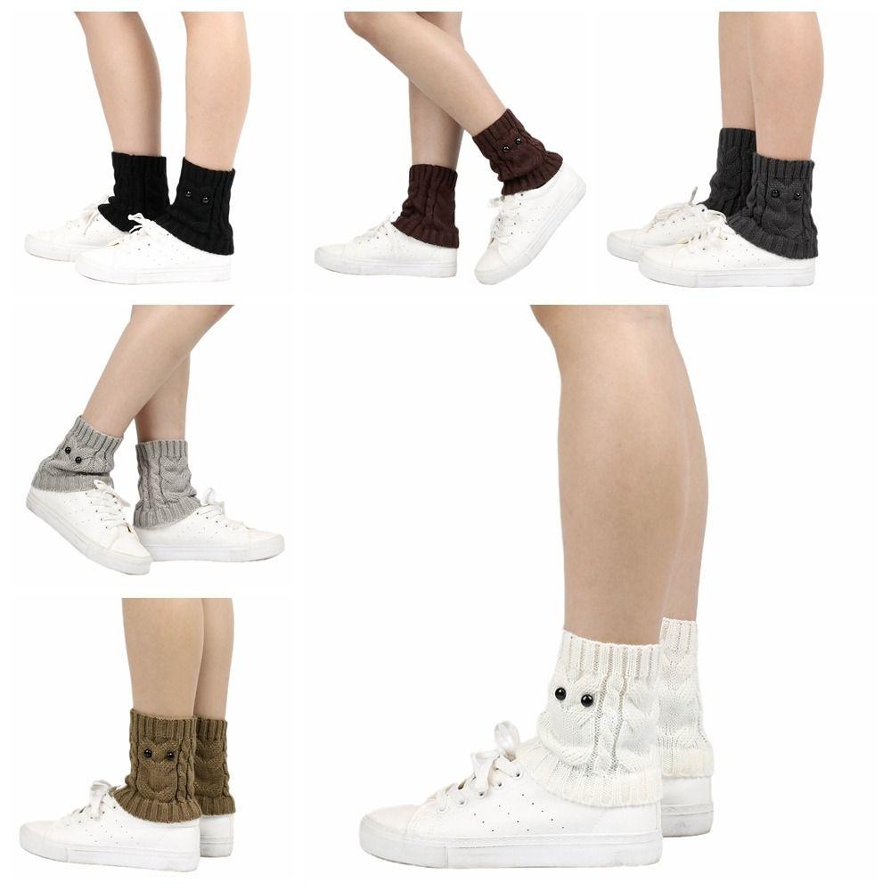 Вязаные чехлы на сапоги "Глаза совы" Косынка-обхват ноги с косами Новые манжеты для сапог Женские