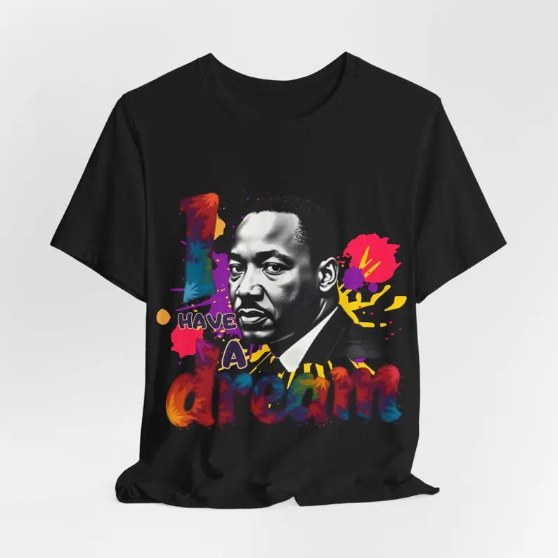 Martin Luther King T Shirt Europe United States Fashion Men Women Short Sleeve Tees Streetwear Loose Casual Retro Trend Portrait
