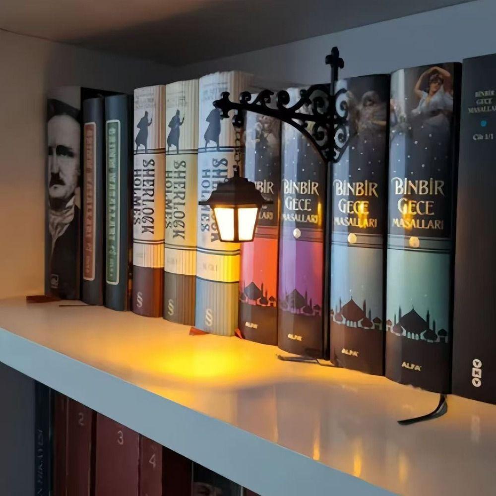 Винтажный фонарь-светильник для книжной полки Теплый белый светильник для книжной полки Призрачный свет для книжной полки Чтение