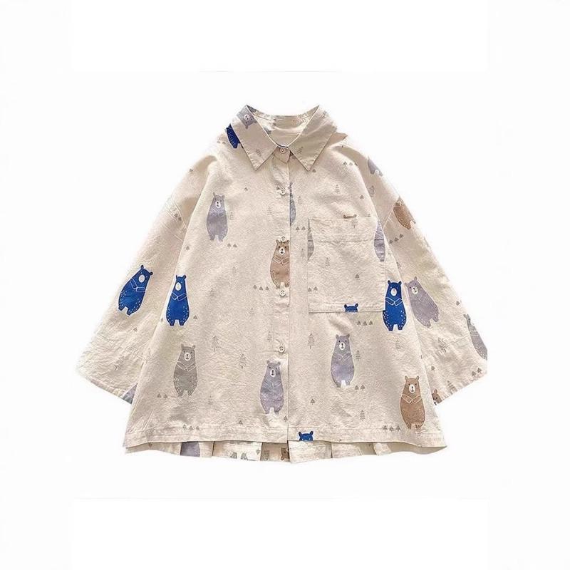 Женская летняя повседневная рубашка с коротким рукавом и воротником, свободного кроя, оригинального стиля, короткий мультяшный маленький топ, тренд