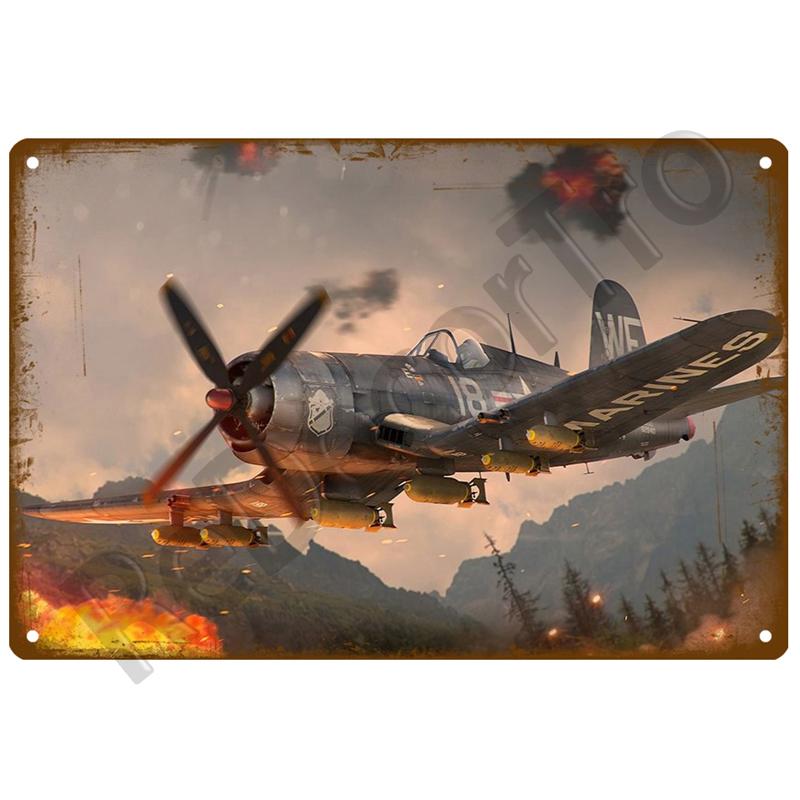 Airplane Retro Decorative House Metal Sign Plate Posters On The Wall Tin Sign Vintage Poster Decor Wall Art Room Decoration