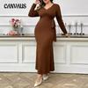 Plus Size Women's Dress Autumn and Winter Simple Sexy Strappy Dresses