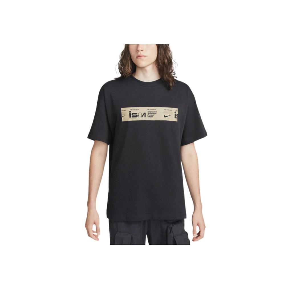 Nike ISPA Series Минимальный буквенный логотип с принтом с круглым вырезом Повседневная футболка с короткими рукавами Мужские топы Черный DV0687-010