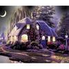 5D DIY Diamond Painting Purple House Embroidery Cross Stitch Rhinestone Mosaic Home Decor