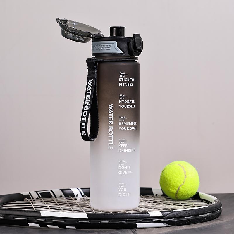 Бутылка для воды градиентной формы большой емкости 1000 мл, питьевая бутылка с трубочкой, 1 литр, герметичная, с маркером времени для фитнеса, спортзала, на открытом воздухе